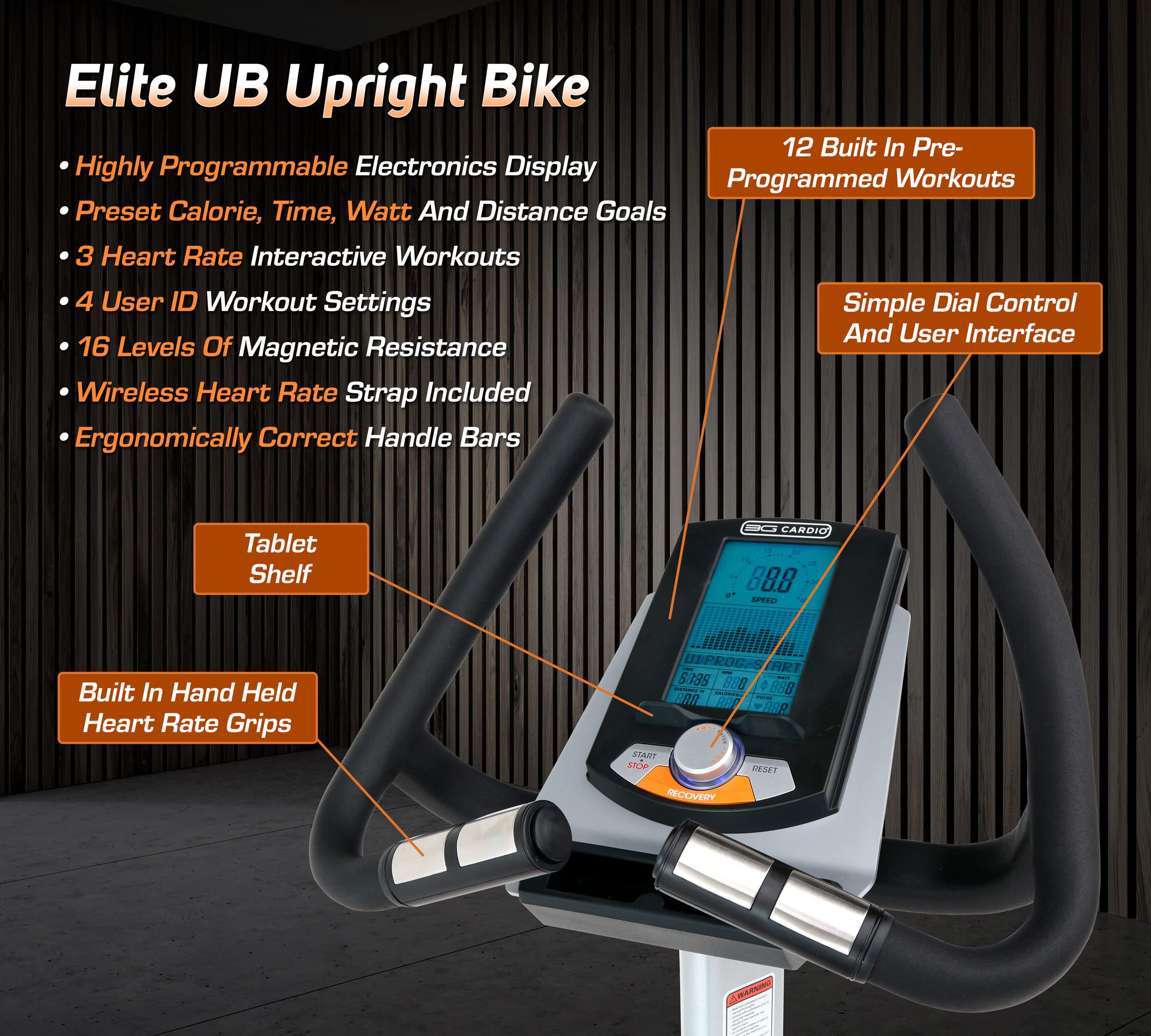 3G Cardio Elite UB Upright Bike - Commercial Grade